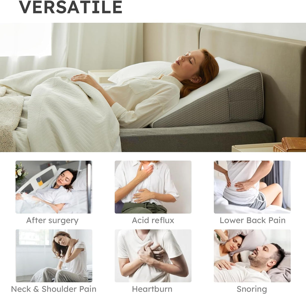 Mosrugs | Deluxe Inclined Wedge Support Pillow | Cooling Gel Memory Foam, Removable Cover & Ideal for Back Pain Relief and Acid Reflux