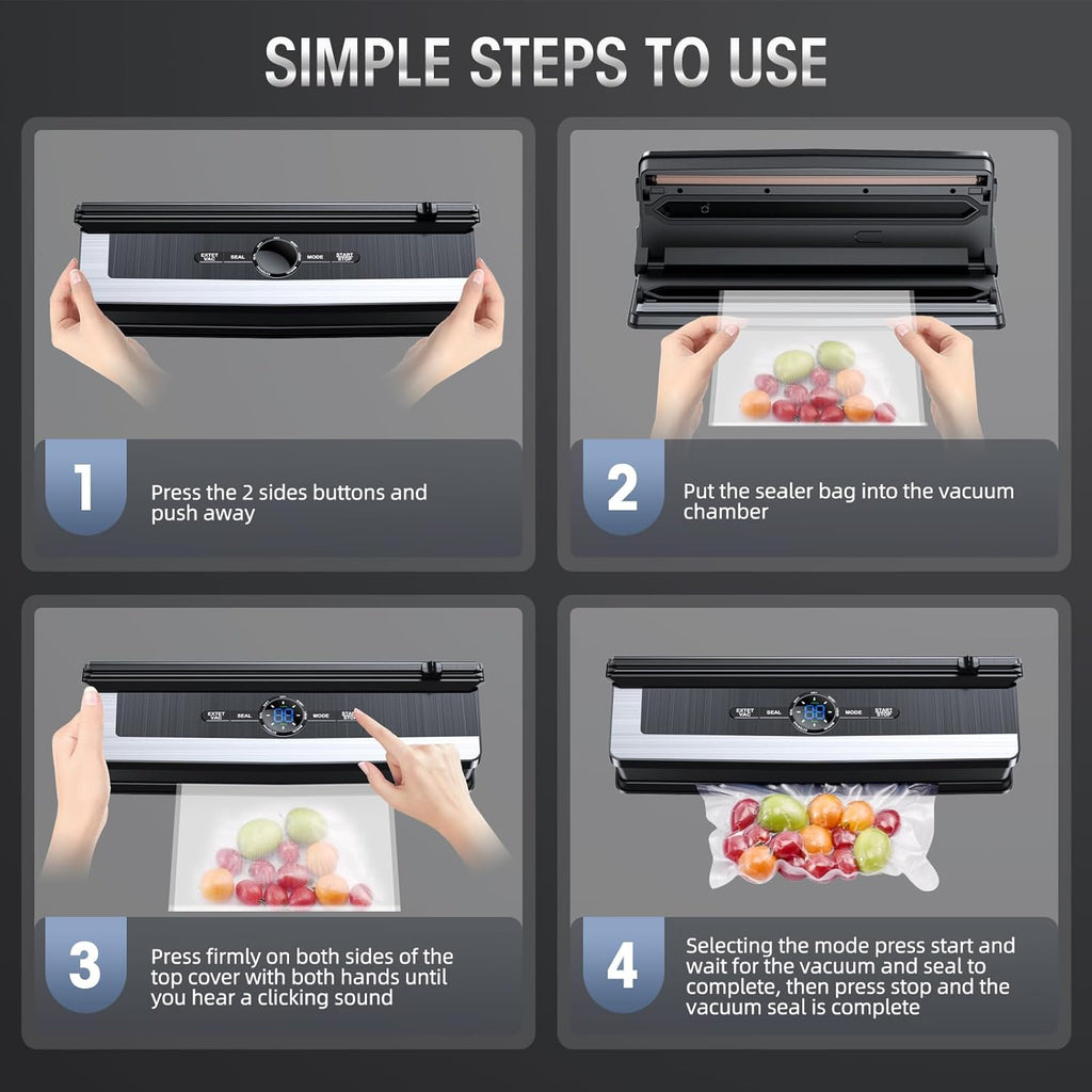 Mosrugs | 8-in-1 Vacuum Sealer with Built-In Cutter | Food Saver Machine for Dry & Moist Foods