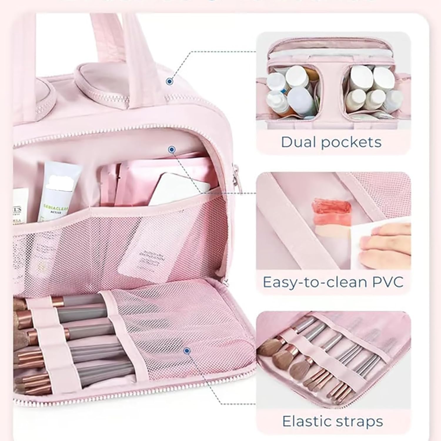 Mosrugs | 4-in-1 Puffy Toiletry Bag for Women – Large Travel Makeup & Skincare Organiser