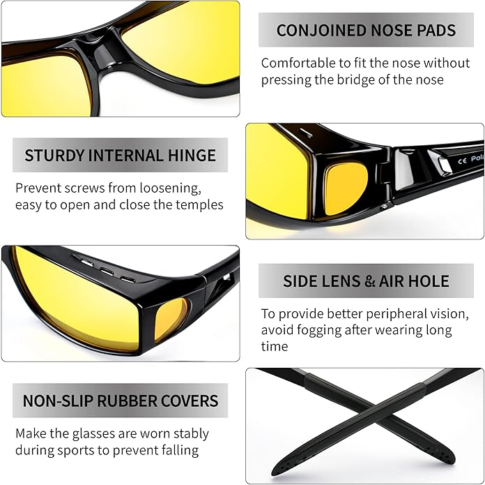 Mosrugs | Jeremy Night Vision Polarised Driving Glasses – Anti-Glare Glasses for Safer Night Driving