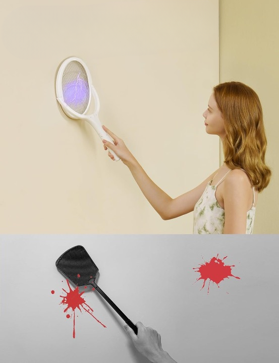 Mosrugs | Rechargeable Electric Fly Swatter with Flexible 90° Rotating Head – High-Voltage Mosquito & Insect Zapper