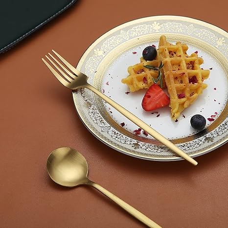 Mosrugs | Minimalist Flatware Set – 20-Piece Titanium-Coated Stainless Steel Cutlery | Modern Matte Finish for Elegant Dining