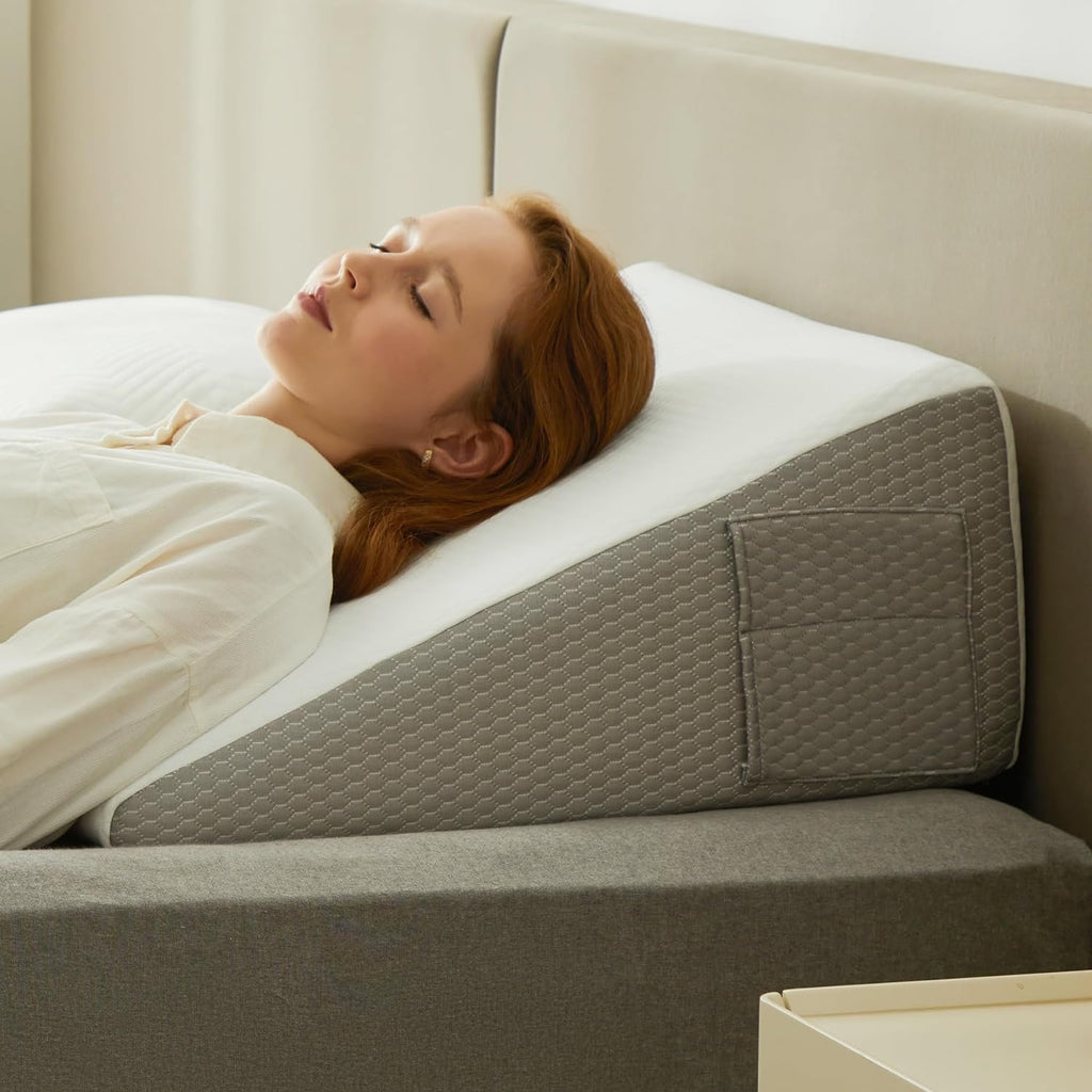 Mosrugs | Deluxe Inclined Wedge Support Pillow | Cooling Gel Memory Foam, Removable Cover & Ideal for Back Pain Relief and Acid Reflux