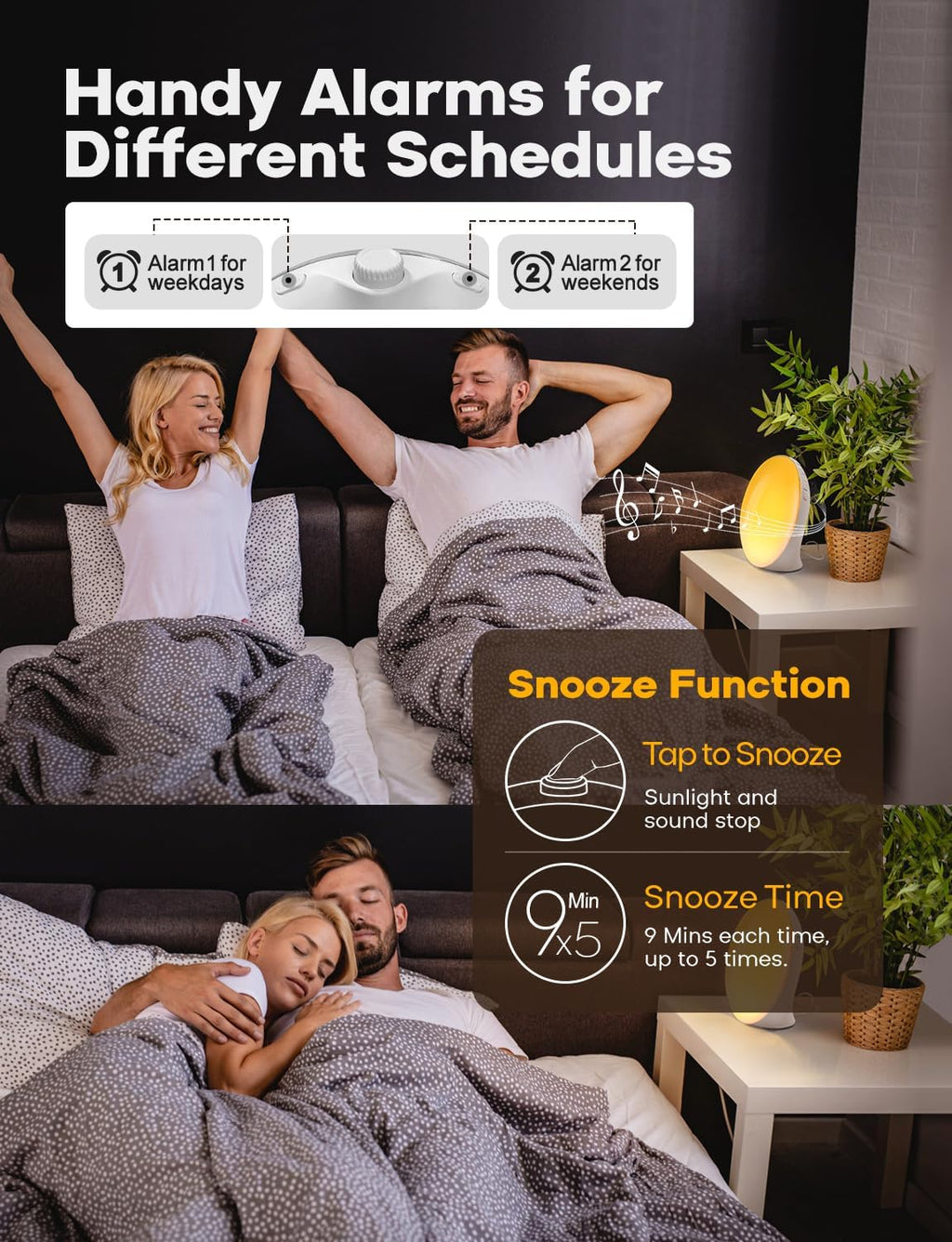 Mosrugs | GlowRise Natural Wake-Up Light Alarm Clock with Sunrise & Sunset Simulation