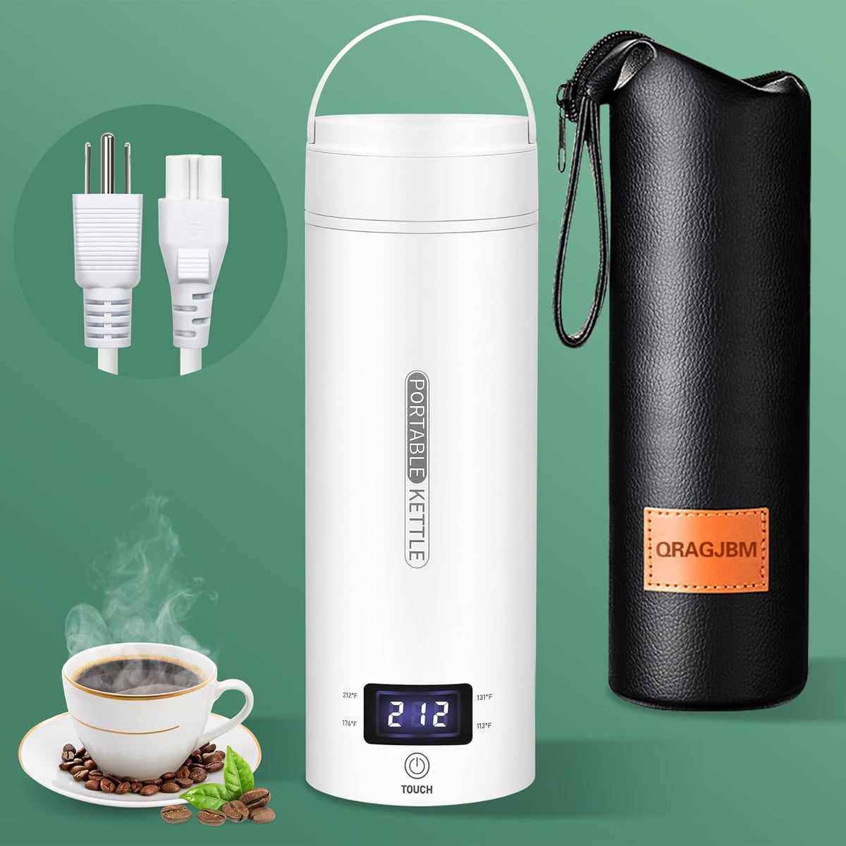 Mosrugs | Portable Electric Travel Kettle | Compact Stainless Steel Smart Kettle with LCD