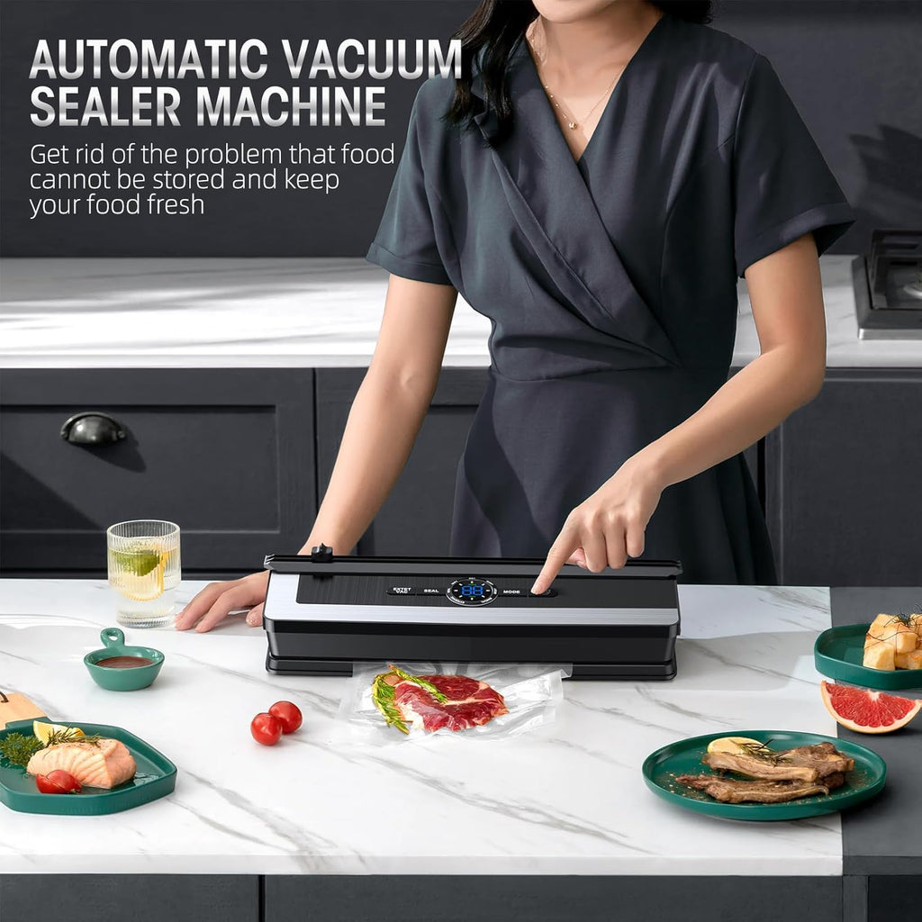 Mosrugs | 8-in-1 Vacuum Sealer with Built-In Cutter | Food Saver Machine for Dry & Moist Foods