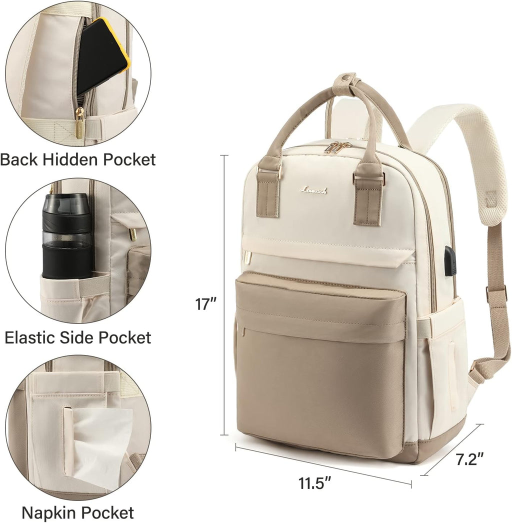 Mosrugs | Women’s Waterproof Laptop Backpack with USB Charging – Stylish 17-Inch Work, School & Travel Bag