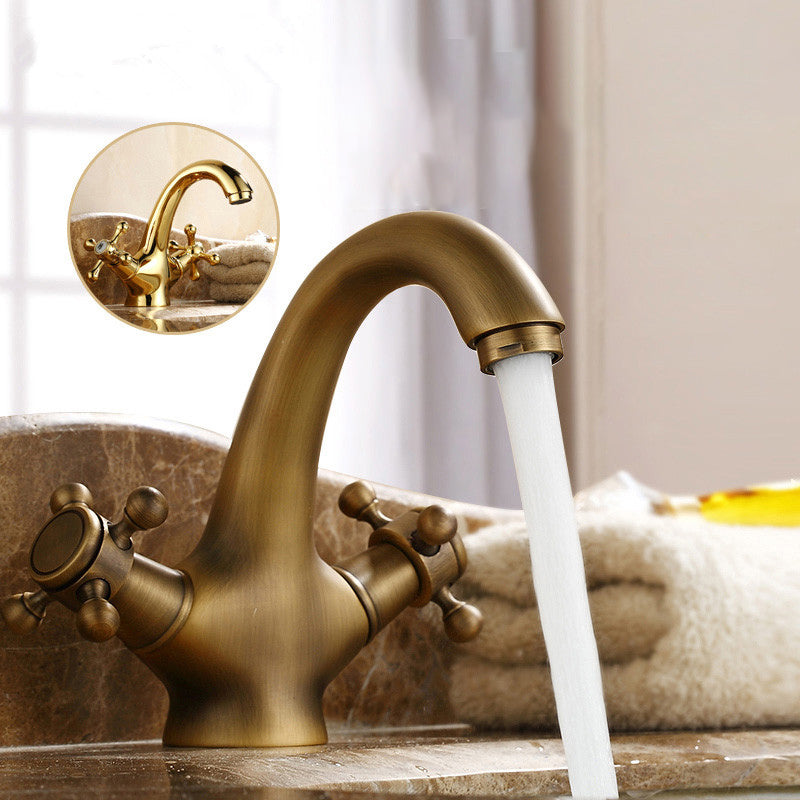 Mosrugs | Industrial Wide-Spread Bathroom Faucet with Dual Cross Handles – Brass Construction
