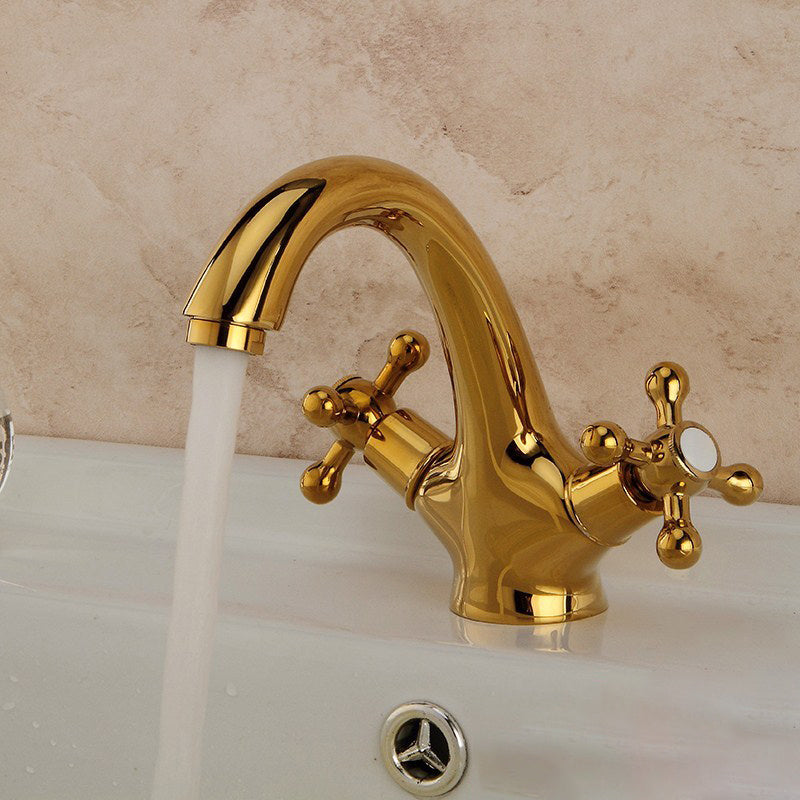 Mosrugs | Industrial Wide-Spread Bathroom Faucet with Dual Cross Handles – Brass Construction