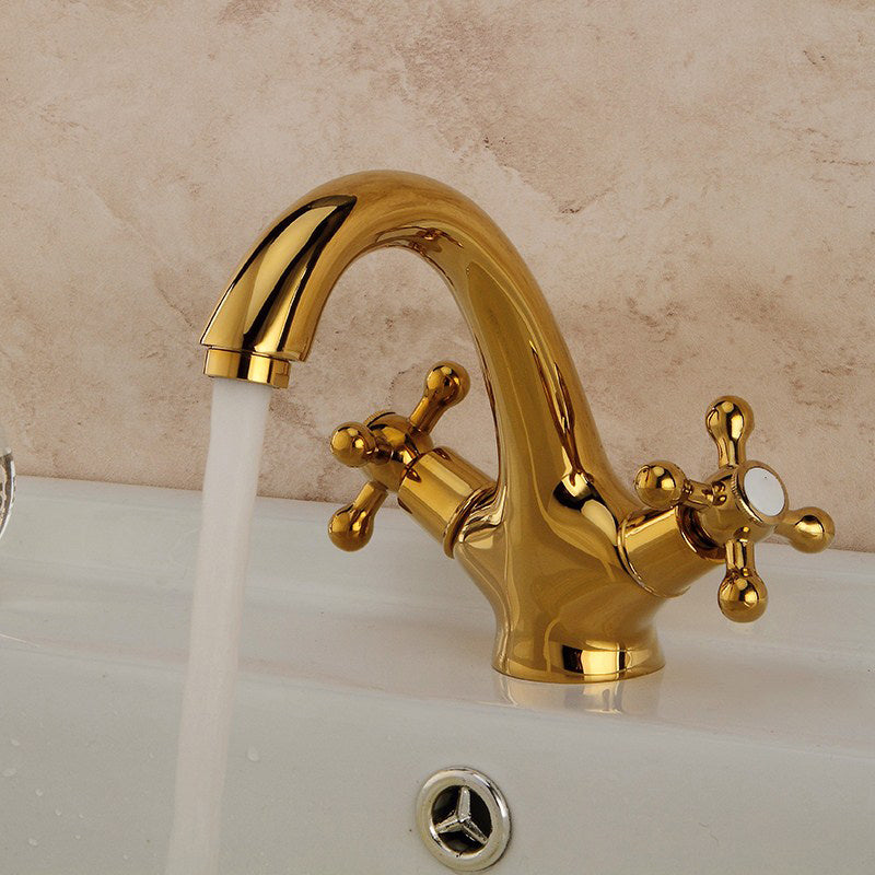 Mosrugs | Industrial Wide-Spread Bathroom Faucet with Dual Cross Handles – Brass Construction