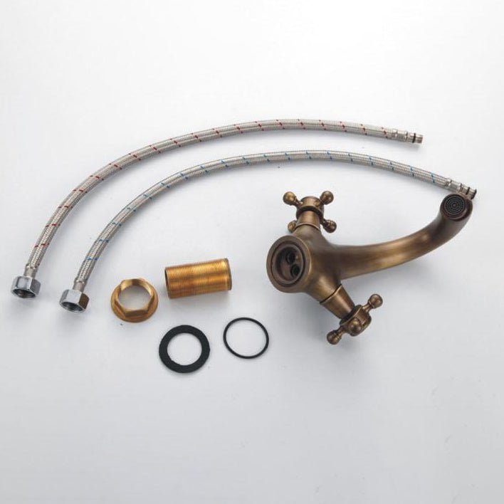 Mosrugs | Industrial Wide-Spread Bathroom Faucet with Dual Cross Handles – Brass Construction