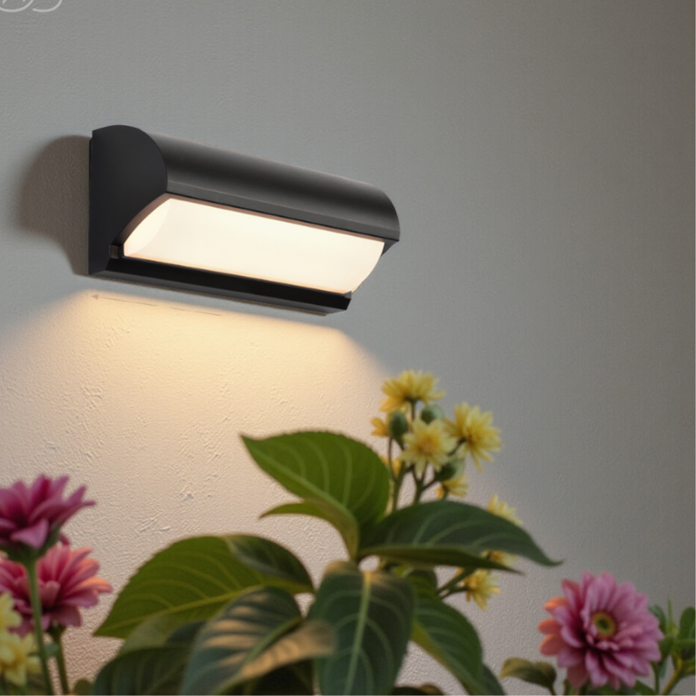 Mosrugs | Modern Black Outdoor LED Wall Light – Weatherproof Warm Lighting for Garden, Patio & Entryways