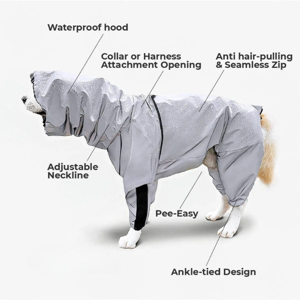 Mosrugs | Waterproof Dog Coat with Legs – Reflective Dog Rain Jacket for Small & Large Breeds | Best Rain Coat for Dogs UK