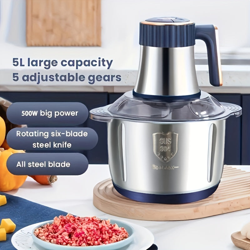 Mosrugs | Stainless Steel Food Processor – Powerful Meat Grinder & Vegetable Chopper (5L, 5000 RPM)