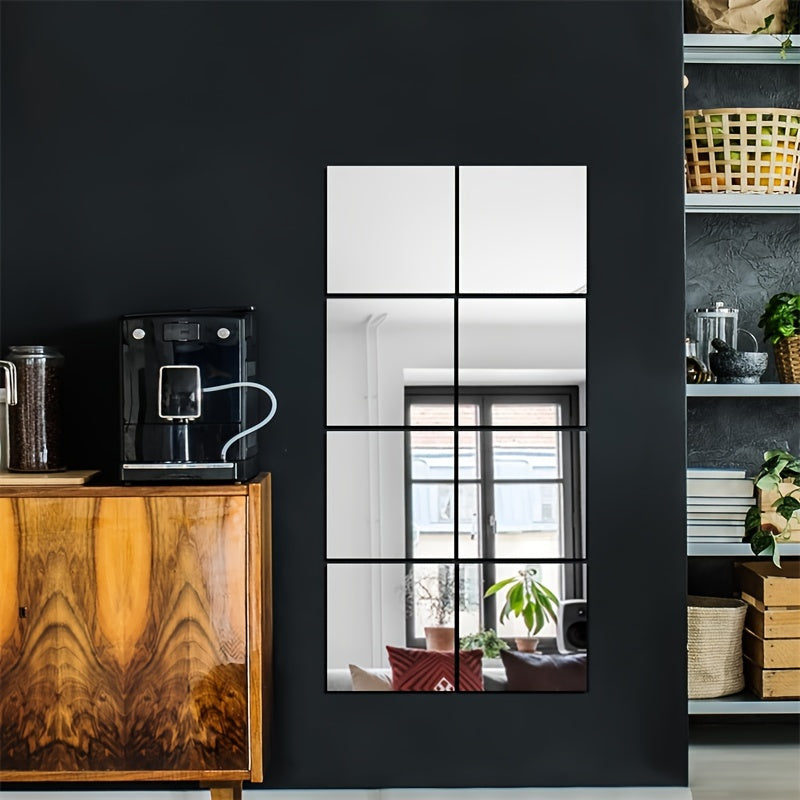 Mosrugs | EleganceTiles - 8 Stylish Self-Adhesive Mirror Tiles for Home Decoration