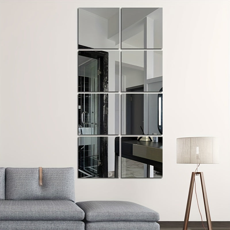 Mosrugs | EleganceTiles - 8 Stylish Self-Adhesive Mirror Tiles for Home Decoration