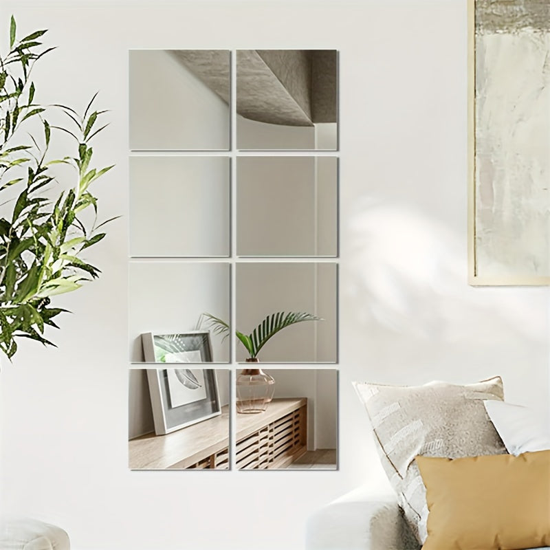 Mosrugs | EleganceTiles - 8 Stylish Self-Adhesive Mirror Tiles for Home Decoration