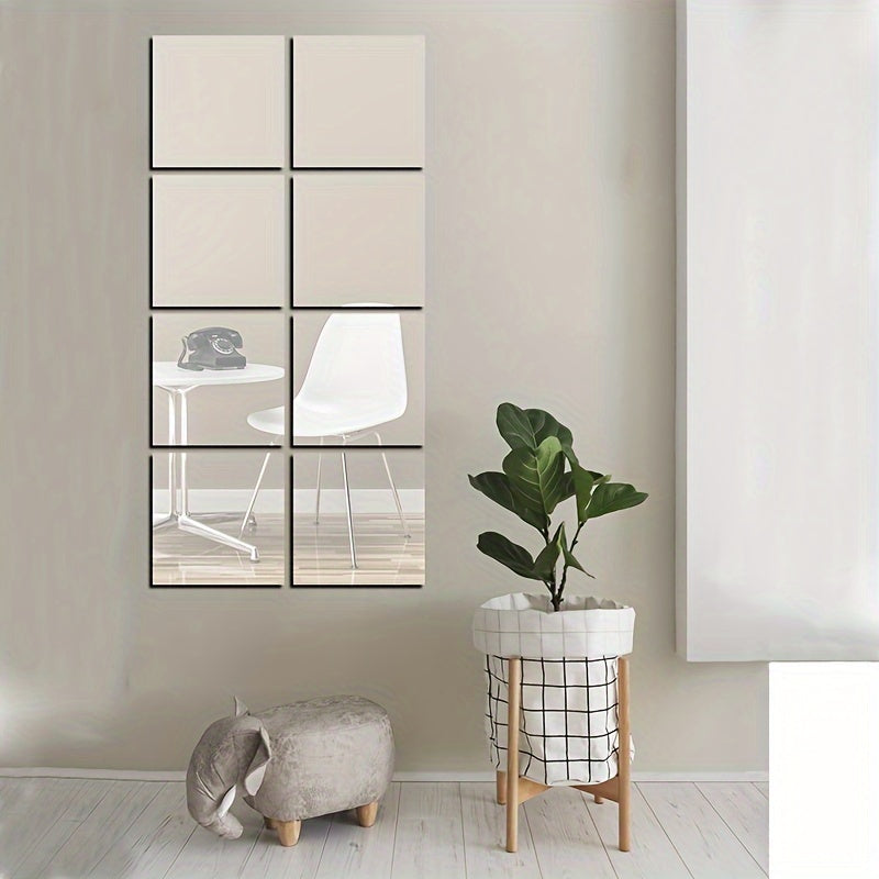 Mosrugs | EleganceTiles - 8 Stylish Self-Adhesive Mirror Tiles for Home Decoration