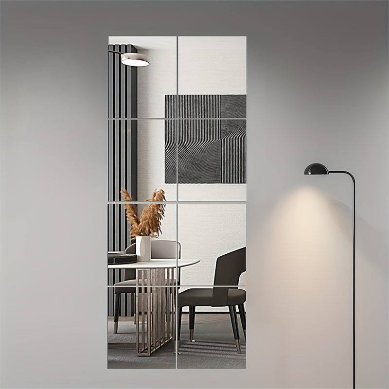 Mosrugs | EleganceTiles - 8 Stylish Self-Adhesive Mirror Tiles for Home Decoration