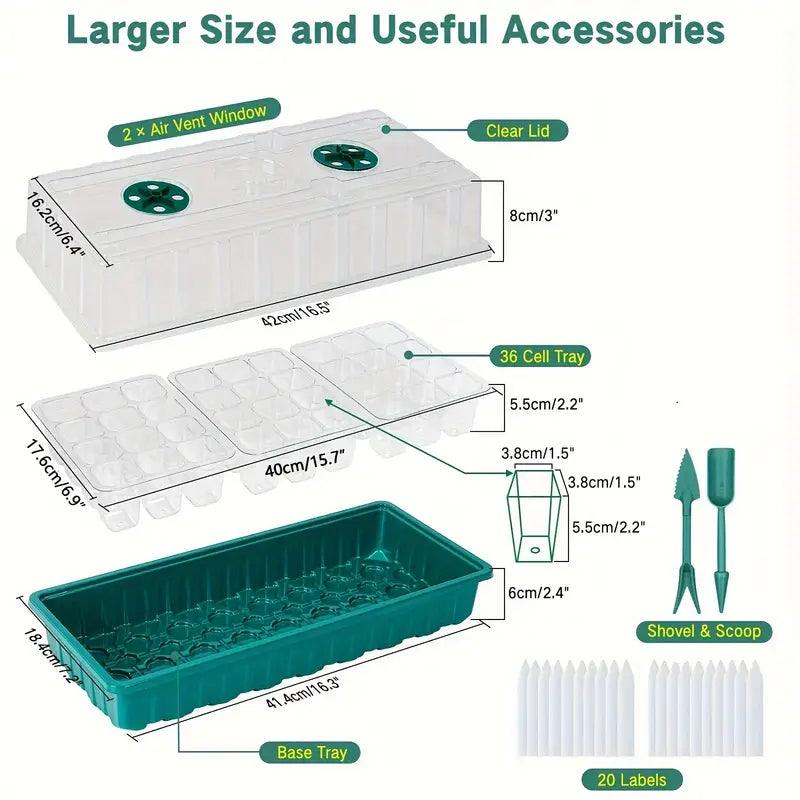 Mosrugs | Indoor Seed Starter Kit with LED Grow Light & Adjustable Humidity Dome – 36-Cell Tray for Home Gardening