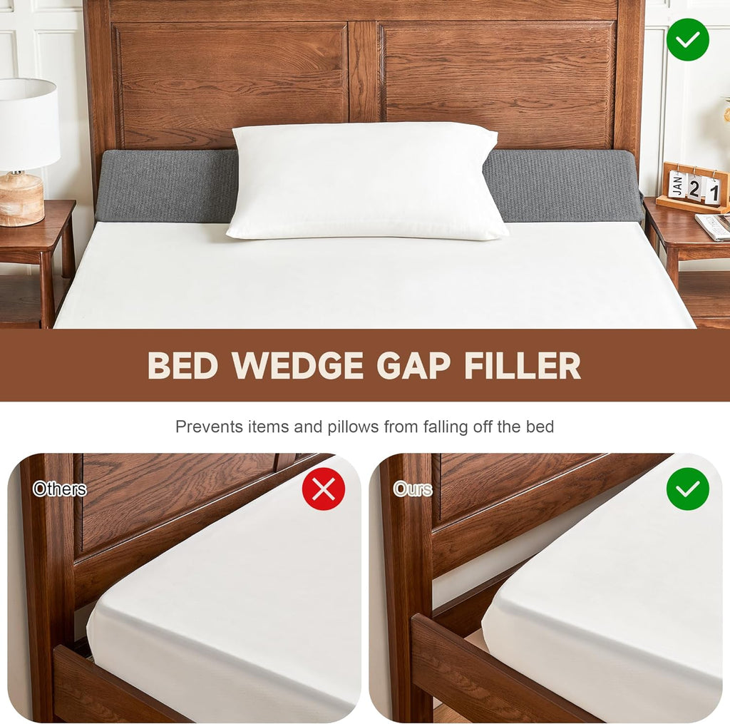 Mosrugs | Gap Filler Wedge Pillow | Adjustable Height, Compact Design & Ideal for Twin, Queen, King Beds and Sofas
