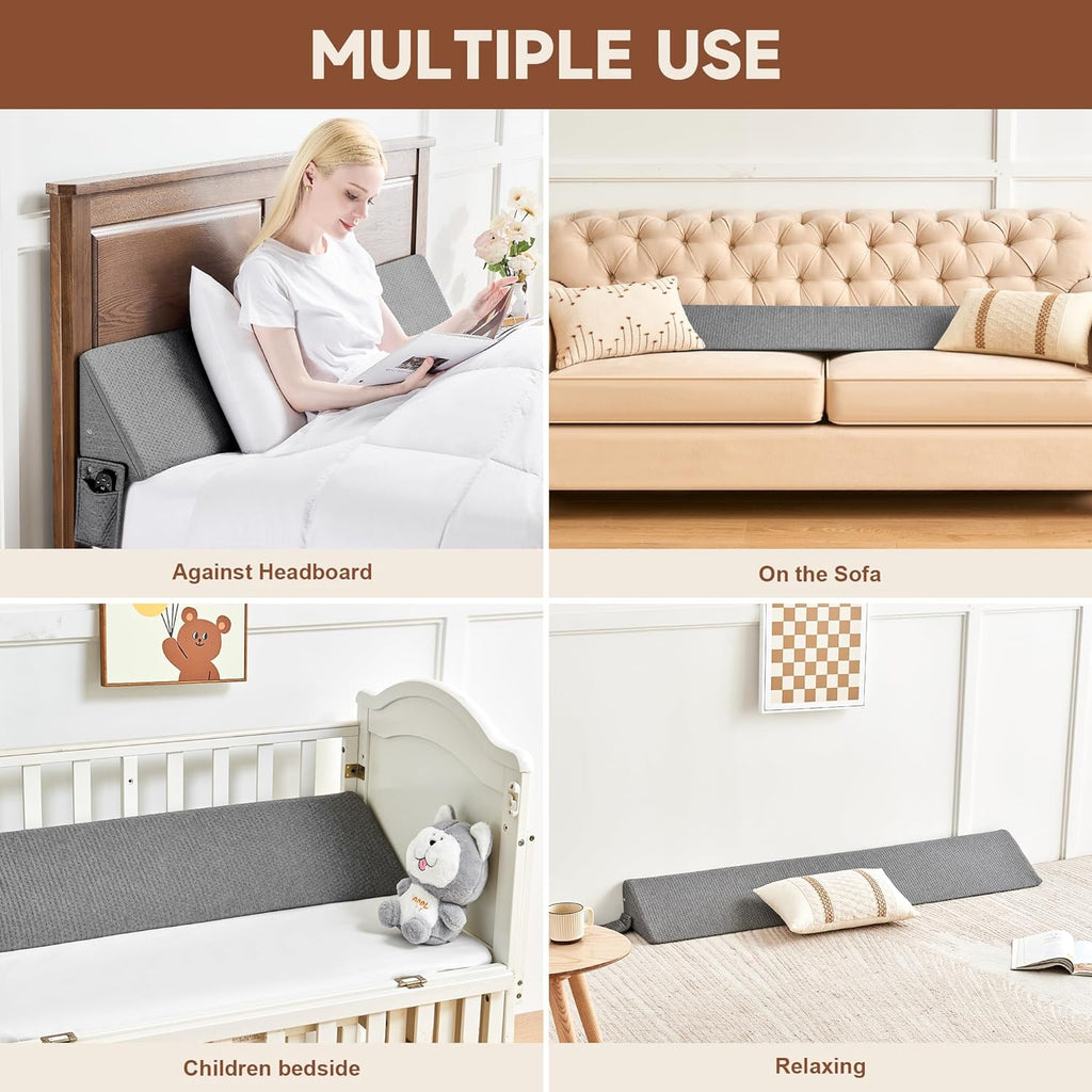 Mosrugs | Gap Filler Wedge Pillow | Adjustable Height, Compact Design & Ideal for Twin, Queen, King Beds and Sofas