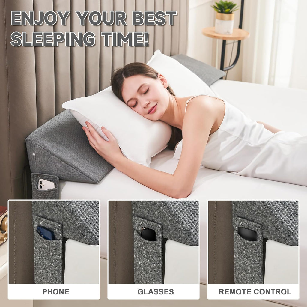 Mosrugs | Gap Filler Wedge Pillow | Adjustable Height, Compact Design & Ideal for Twin, Queen, King Beds and Sofas
