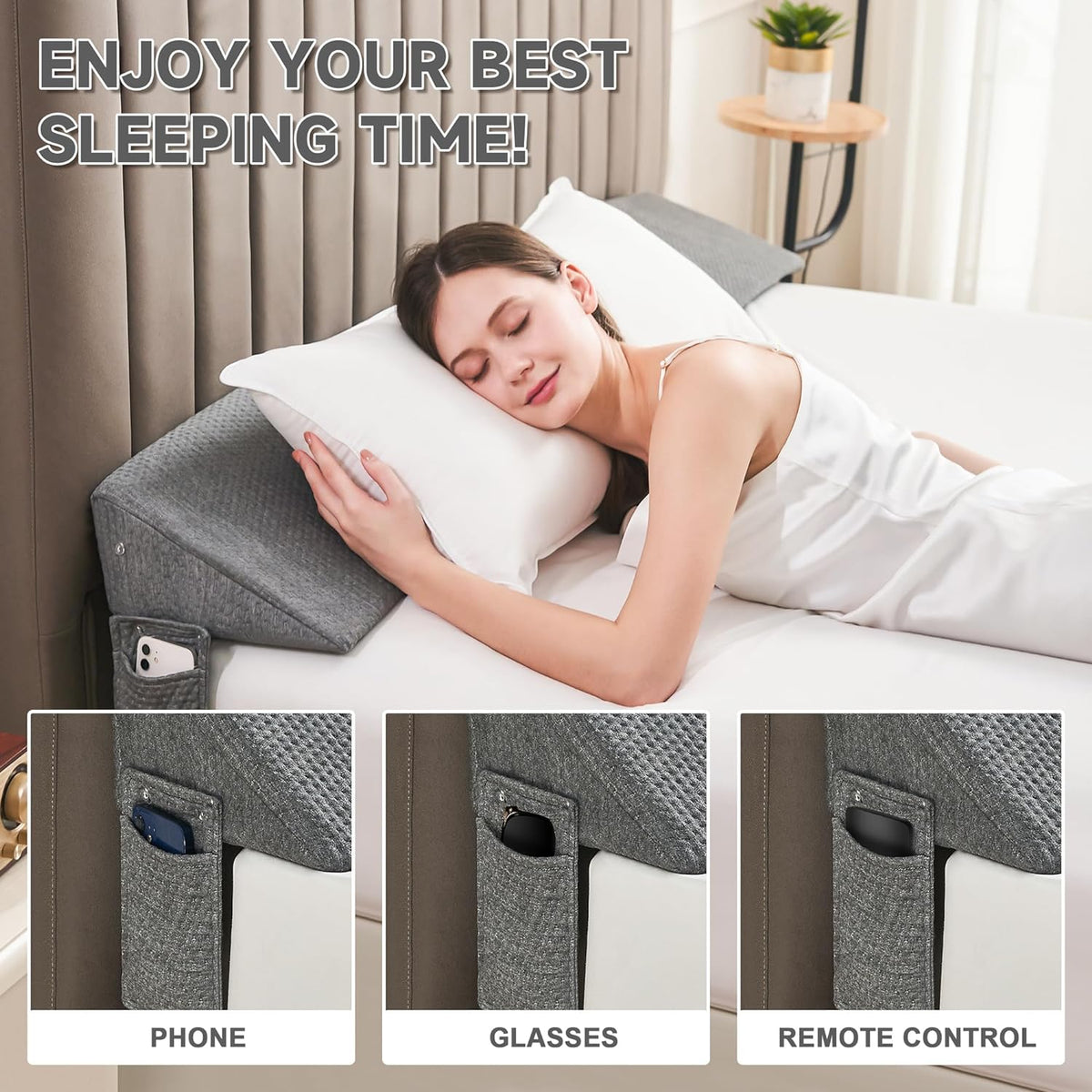 Mosrugs | Gap Filler Wedge Pillow | Adjustable Height, Compact Design & Ideal for Twin, Queen, King Beds and Sofas