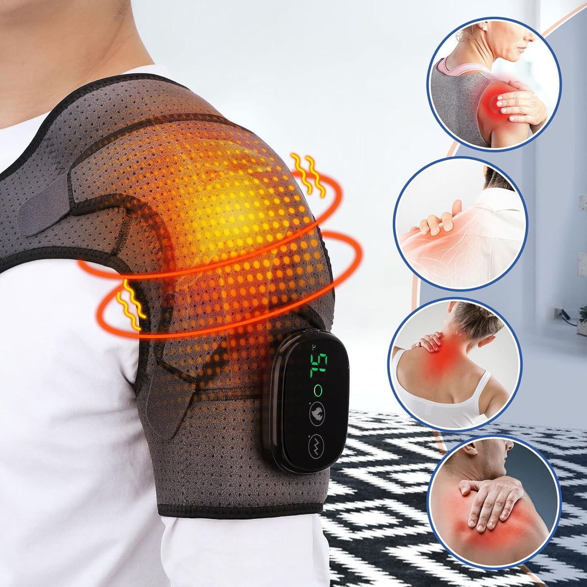 Mosrugs | Shoulder Massage Device | Heat Therapy, Adjustable Intensity & Ideal for Muscle Relaxation