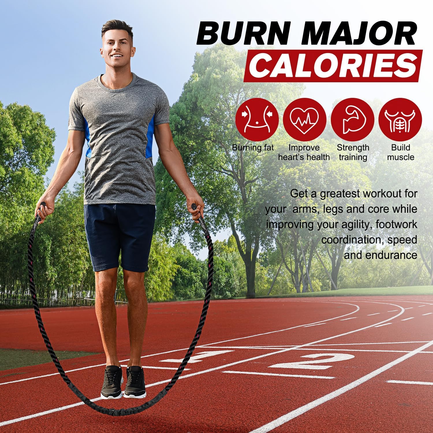 Mosrugs | PowerJump Adjustable Weighted Skipping Rope – Heavy Training Rope