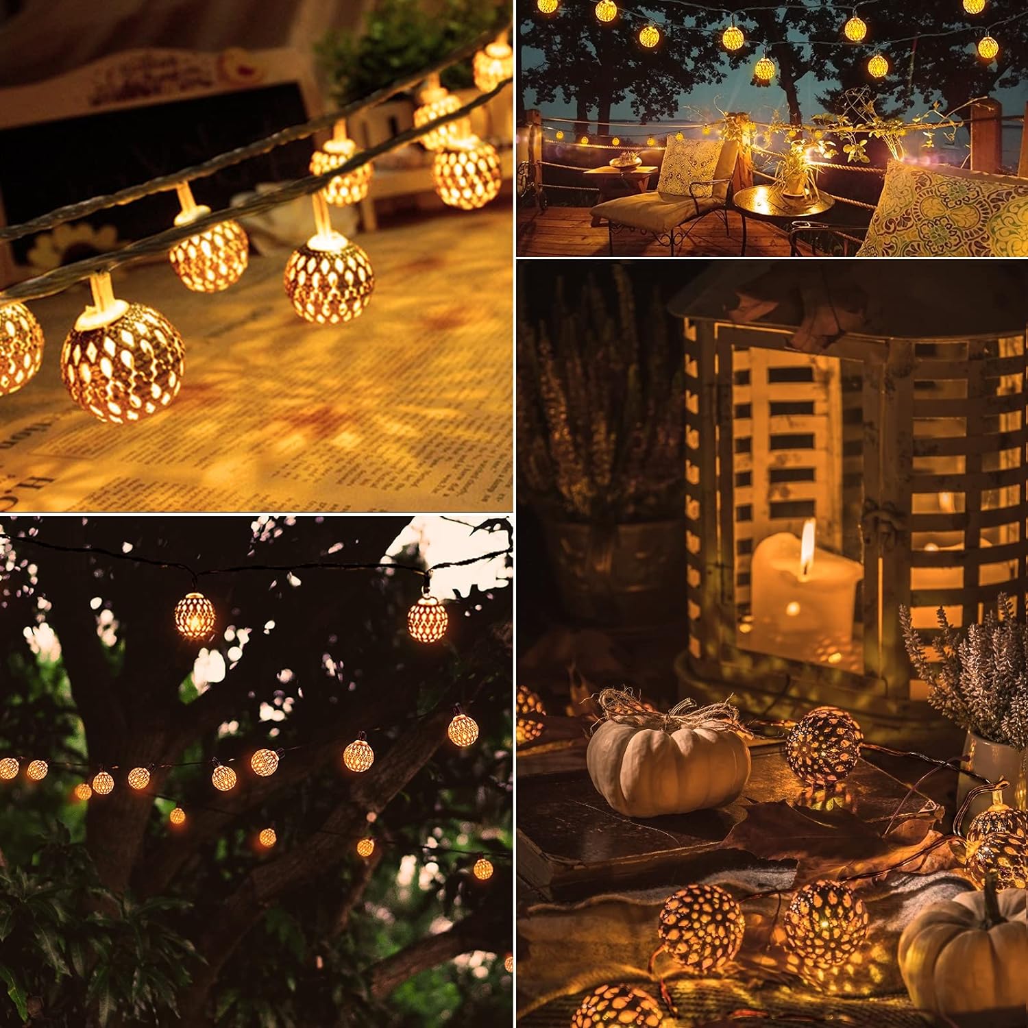 Mosrugs | Moriluxe – Moroccan Style Solar String Lights with Warm White Glow & Weatherproof Design