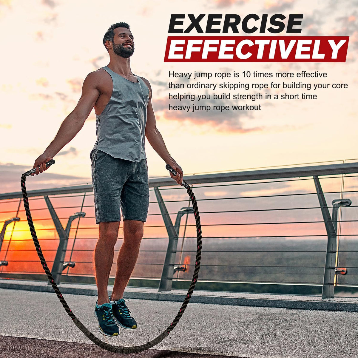 Mosrugs | PowerJump Adjustable Weighted Skipping Rope – Heavy Training Rope