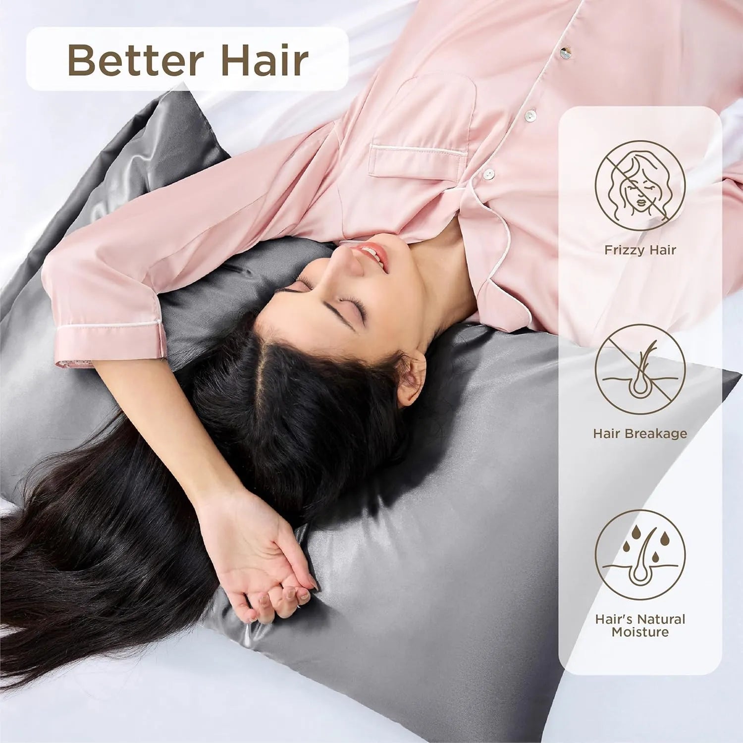 1Mosrugs | Silk Pillowcase – 100% Real Mulberry Silk for Hair & Skin – Cooling, Frizz-Free & Anti-Wrinkle Pillowcase UK