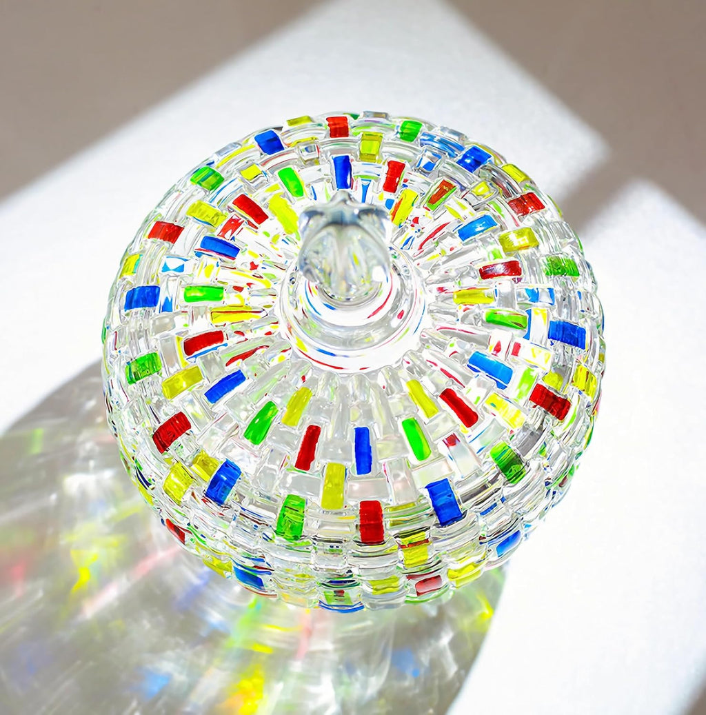 Mosrugs | LustreCharm Stained Glass Candy Jar with Lid – Colourful Decorative Storage Pot