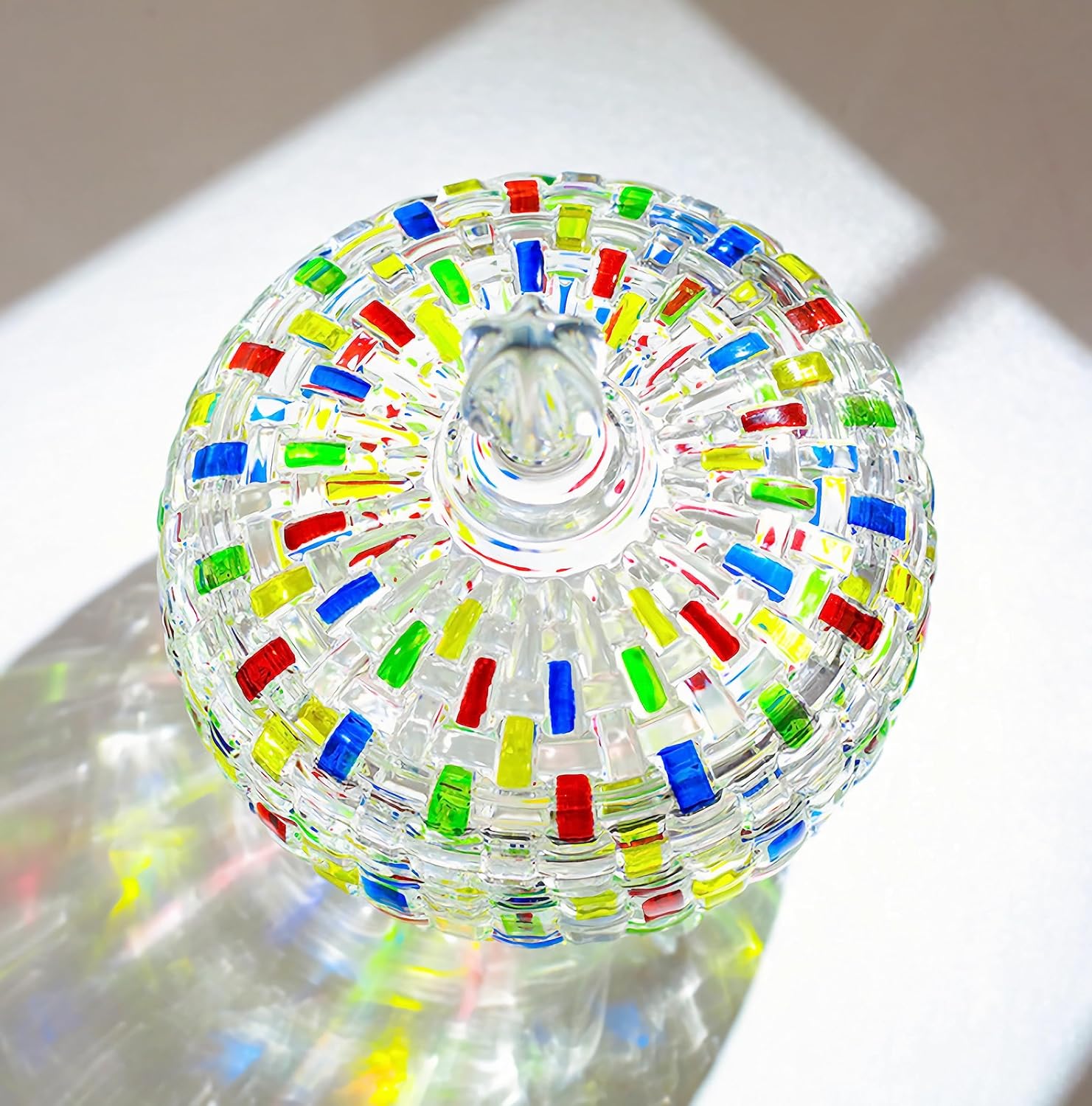 Mosrugs | LustreCharm Stained Glass Candy Jar with Lid – Colourful Decorative Storage Pot