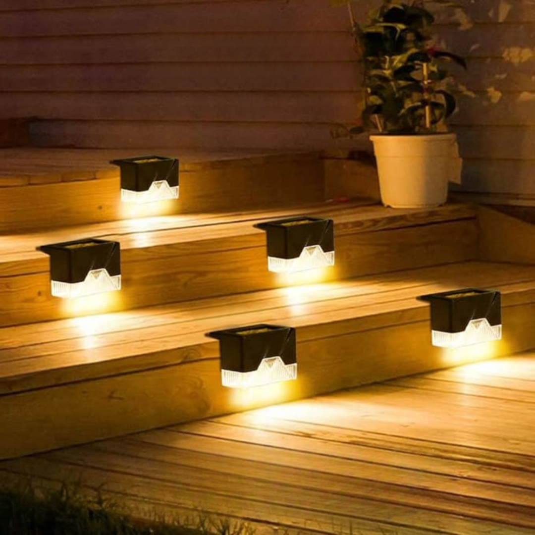 Mosrugs | Self-Adhesive Solar Outdoor Lights – Waterproof Wall-Mounted LED Step Lamps for Gardens, Patios & Pathways
