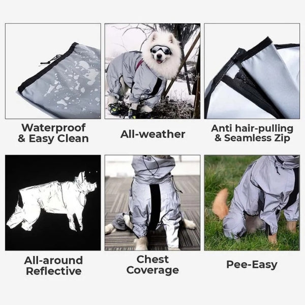 Mosrugs | Waterproof Dog Coat with Legs – Reflective Dog Rain Jacket for Small & Large Breeds | Best Rain Coat for Dogs UK