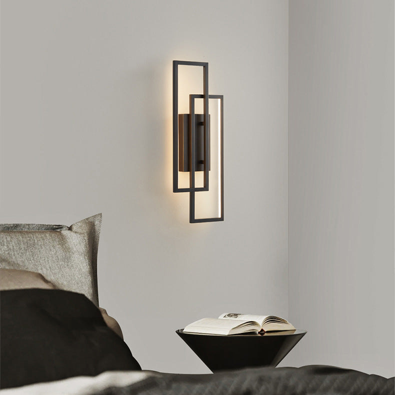 Mosrugs | Modern Geometric LED Wall Light – Rectangle Design with Remote Dimming (Black or Copper Finish)