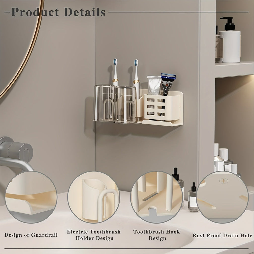 Mosrugs | BristleHub Wall-Mounted Electric Toothbrush Holder – Aluminium Bathroom Organiser with Drainage Holes
