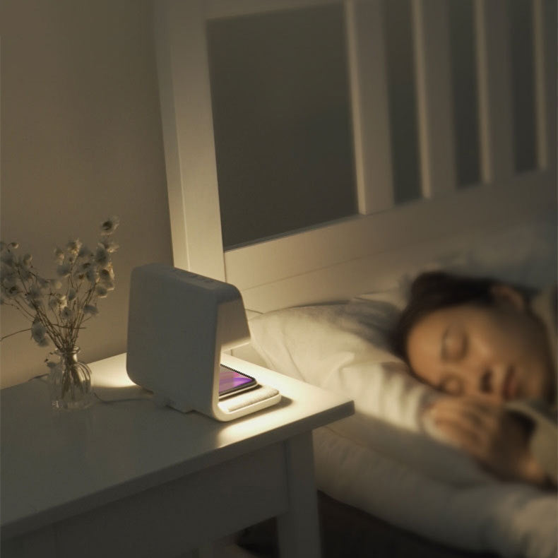 Mosrugs | 3-in-1 Bedside Lamp with Wireless Charger – LCD Alarm Clock & Touch Dimmable LED Table Lamp