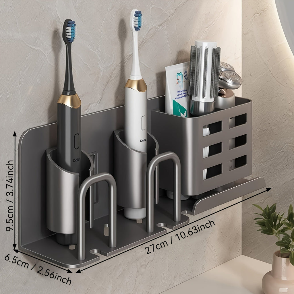 Mosrugs | BristleHub Wall-Mounted Electric Toothbrush Holder – Aluminium Bathroom Organiser with Drainage Holes