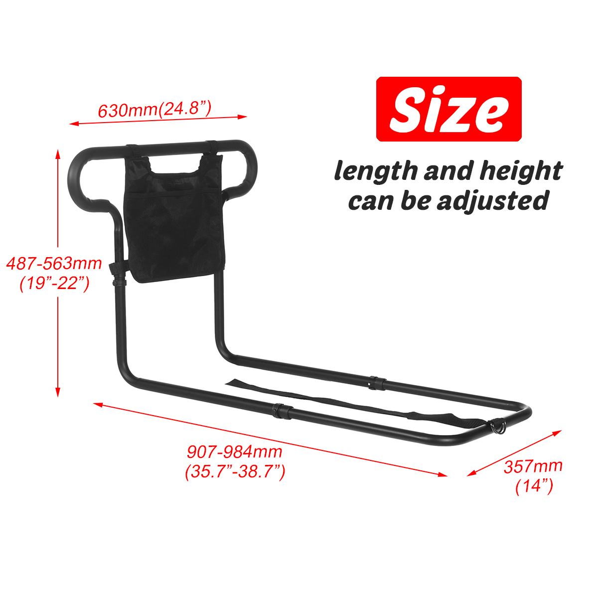 Mosrugs | Universal Senior Bed Rail – Reliable Elderly Assist with Storage Pouch