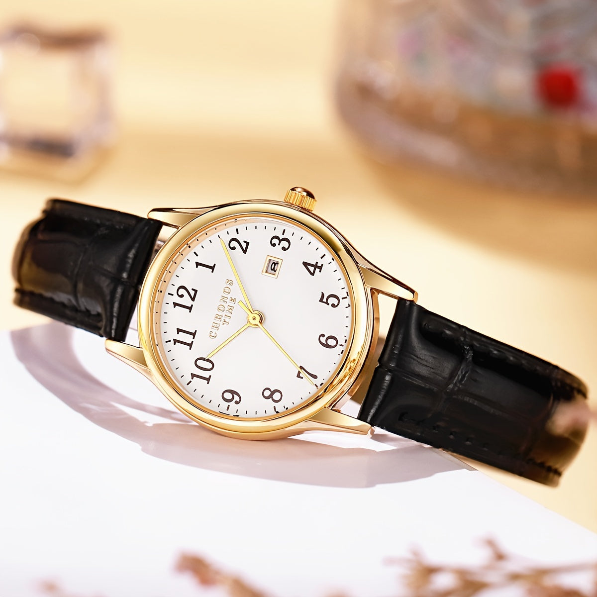 Mosrugs | Elegant Women’s Watch – Quartz Wristwatch with Faux Leather Strap | Perfect Gift for Her