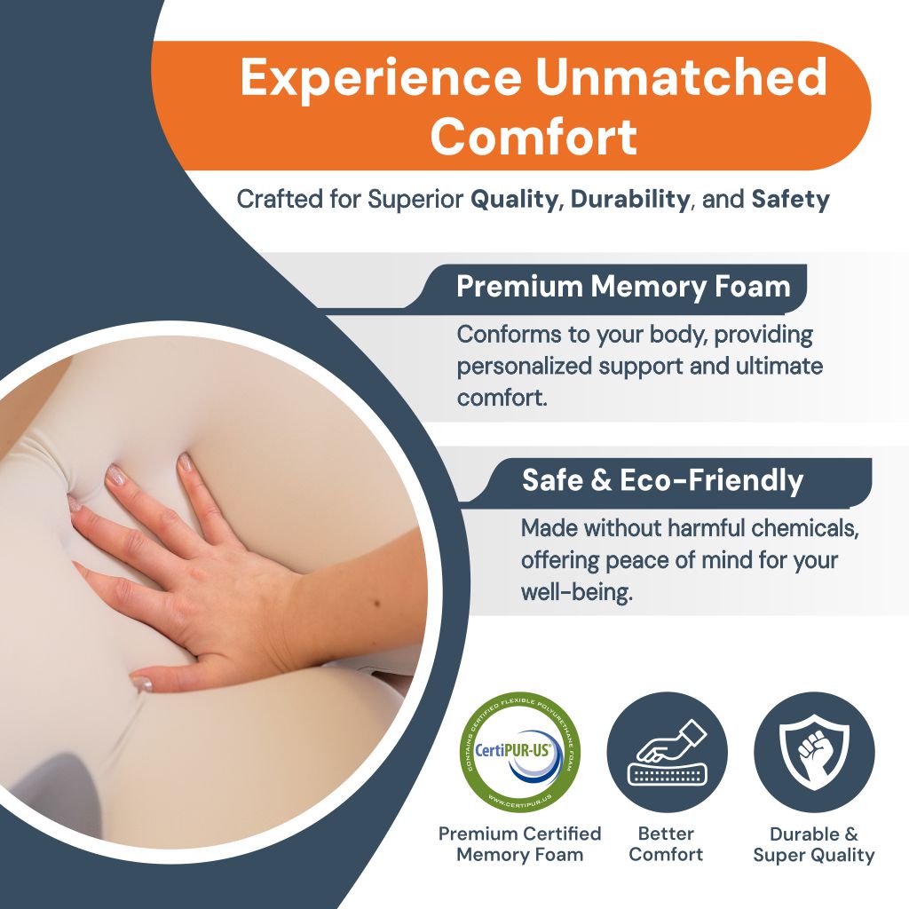 Mosrugs | Side Sleeper Pillow | Ergonomic Memory Foam for Neck Pain Relief & Comfortable Sleep |Best Pillow for Back Pain