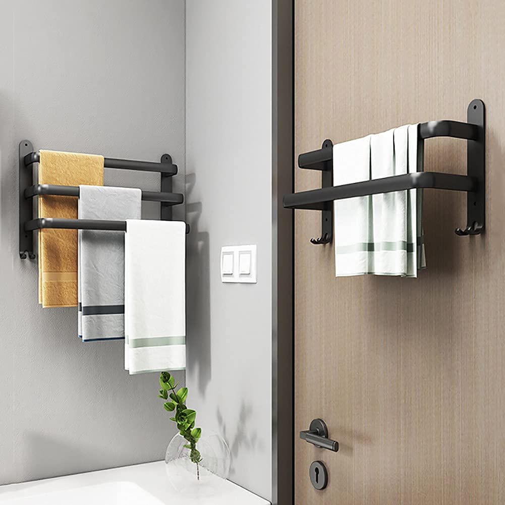 Mosrugs | FlexRack Wall-Mounted Bathroom Storage Shelf with Towel Holder – Space-Saving Aluminium Rack