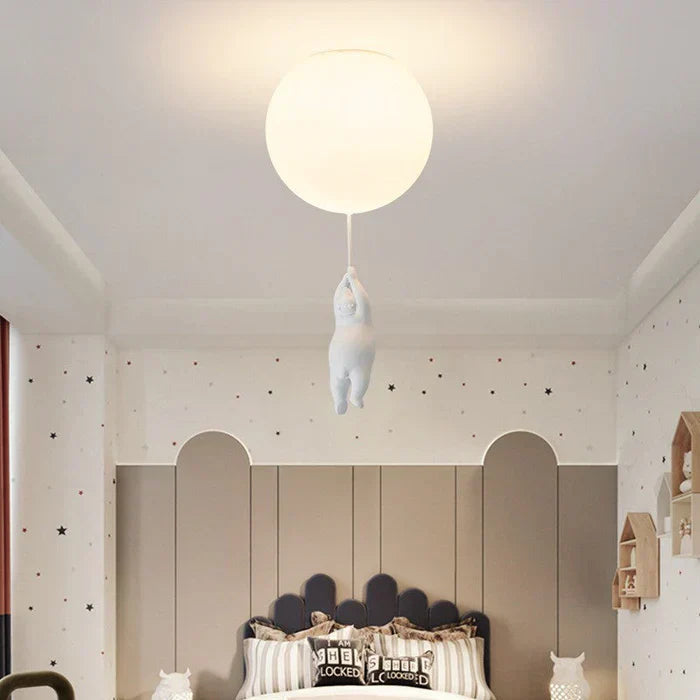 Mosrugs | CloudBear Kids Ceiling Light – Bear & Balloon LED Pendant Lamp for Nursery and Bedroom Decor