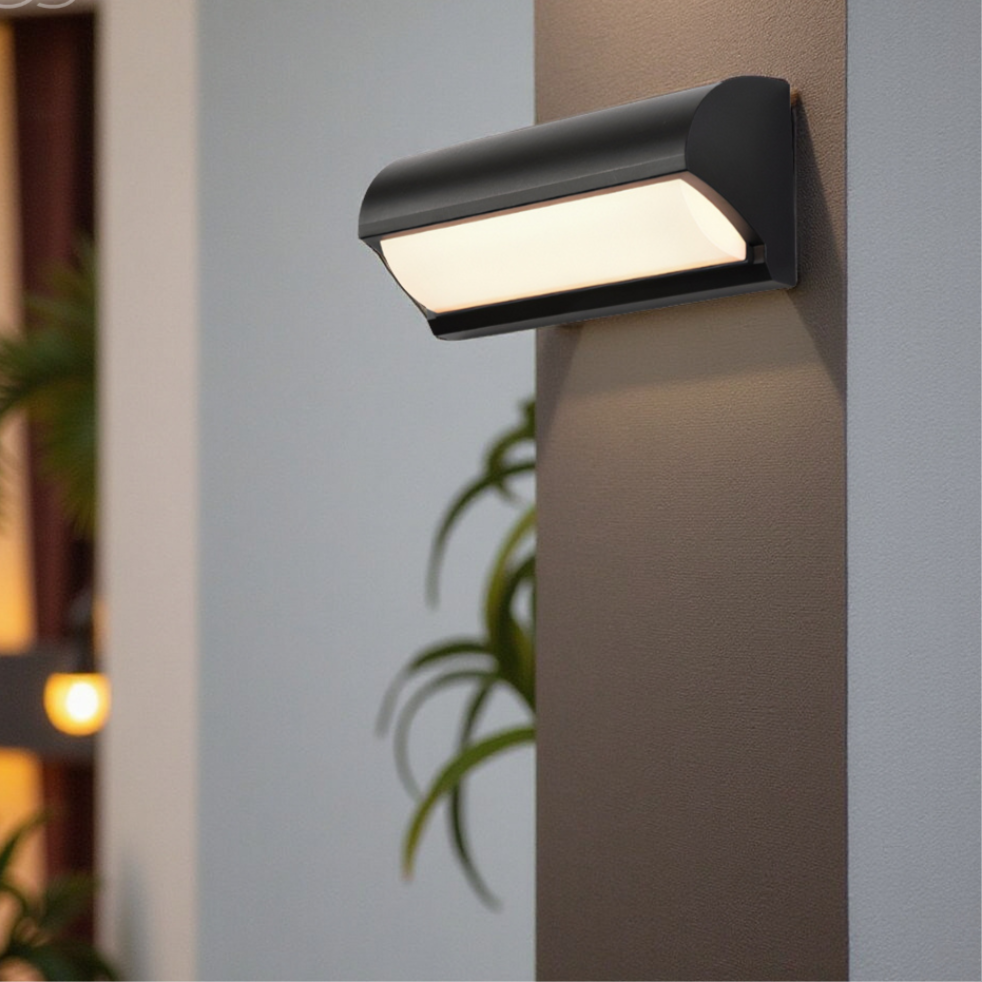 Mosrugs | Modern Black Outdoor LED Wall Light – Weatherproof Warm Lighting for Garden, Patio & Entryways