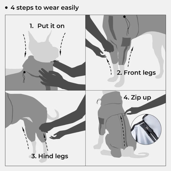 Mosrugs | Waterproof Dog Coat with Legs – Reflective Dog Rain Jacket for Small & Large Breeds | Best Rain Coat for Dogs UK
