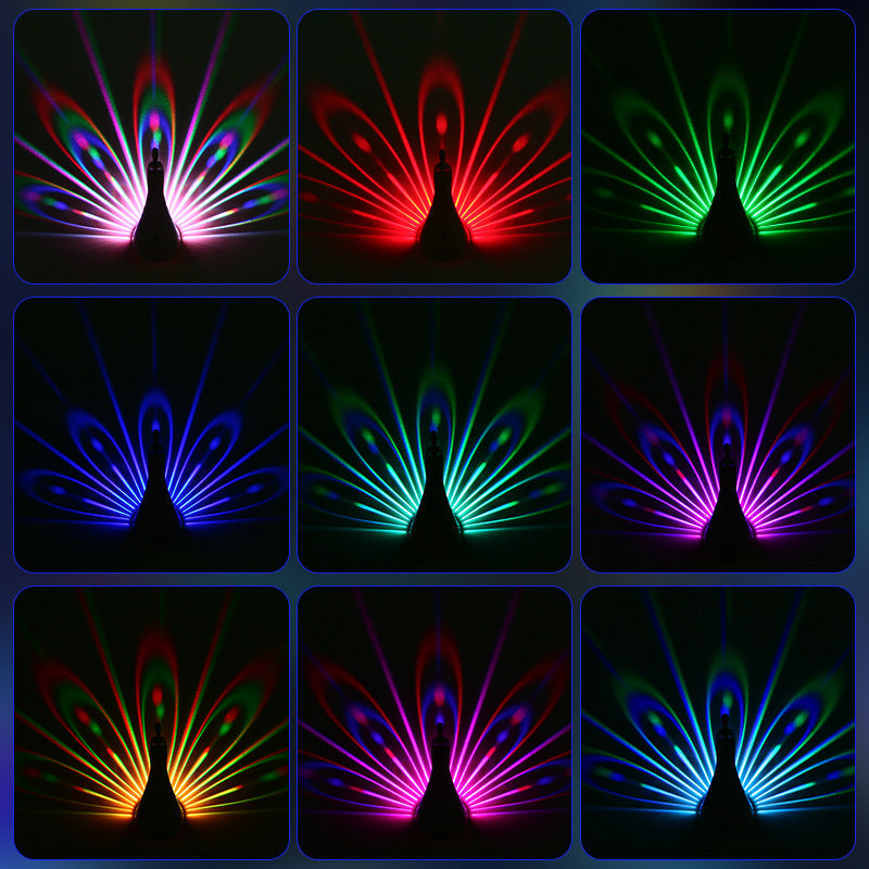 Mosrugs | GlowyPeacock – Colourful 3D Wall Lamp with Remote Control and Timer