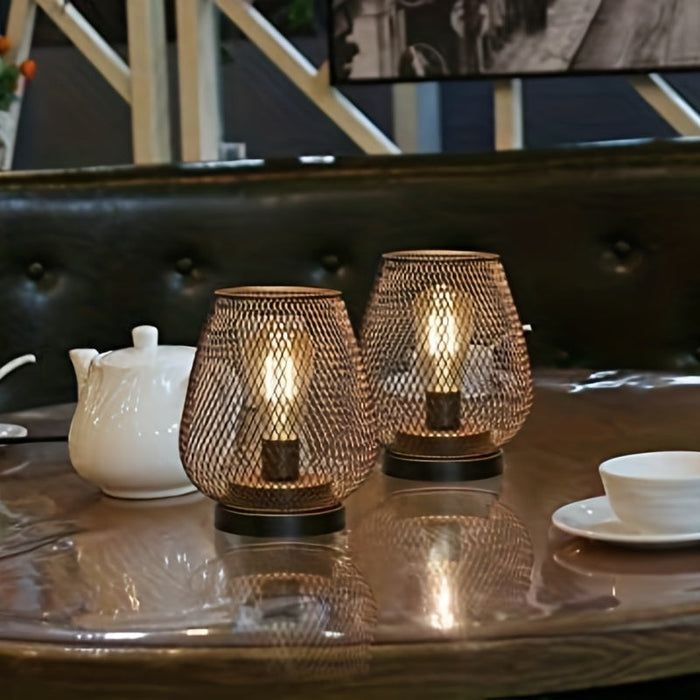 Mosrugs | AuroraMesh Table Lamp Set – Industrial Style with Warm Ambient Lighting